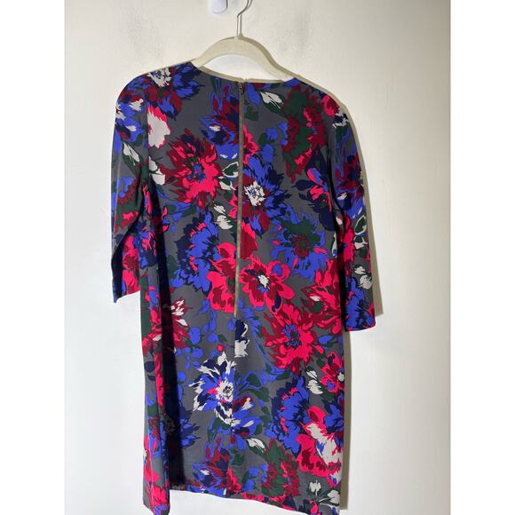 Fossil Red Floral 3/4 Sleeve Knee Length Shift Dress Sz 4 - Picture 2 of 2